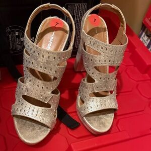 Report Metallic Strappy Heels